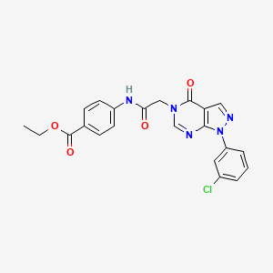 molecular formula C22H18ClN5O4 B2723324 ethyl 4-(2-(1-(3-chlorophenyl)-4-oxo-1H-pyrazolo[3,4-d]pyrimidin-5(4H)-yl)acetamido)benzoate CAS No. 895016-87-2