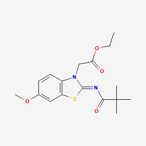 molecular formula C17H22N2O4S B2723329 (Z)-ethyl 2-(6-methoxy-2-(pivaloylimino)benzo[d]thiazol-3(2H)-yl)acetate CAS No. 865248-63-1