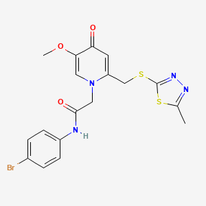 molecular formula C18H17BrN4O3S2 B2723330 N-(4-溴苯基)-2-(5-甲氧基-2-(((5-甲基-1,3,4-噻二唑-2-基)硫)甲基)-4-氧代吡啶-1(4H)-基)乙酰胺 CAS No. 932963-43-4