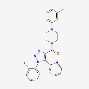 molecular formula C25H23FN6O B2723335 1-{[1-(2-fluorophenyl)-5-pyridin-2-yl-1H-1,2,3-triazol-4-yl]carbonyl}-4-(3-methylphenyl)piperazine CAS No. 1396869-34-3