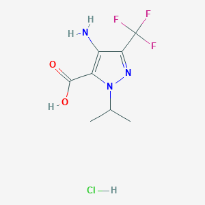 molecular formula C8H11ClF3N3O2 B2723339 4-Amino-2-propan-2-yl-5-(trifluoromethyl)pyrazole-3-carboxylic acid;hydrochloride CAS No. 2378506-60-4