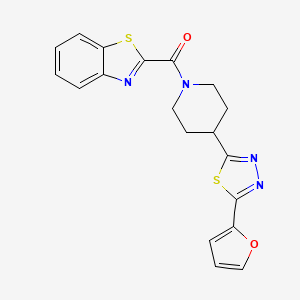 molecular formula C19H16N4O2S2 B2723362 苯并[d]噻唑-2-基(4-(5-(呋喃-2-基)-1,3,4-噻二唑-2-基)哌啶-1-基)甲酮 CAS No. 1226455-99-7