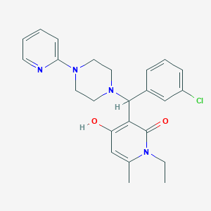 molecular formula C24H27ClN4O2 B2723369 3-((3-chlorophenyl)(4-(pyridin-2-yl)piperazin-1-yl)methyl)-1-ethyl-4-hydroxy-6-methylpyridin-2(1H)-one CAS No. 897734-51-9