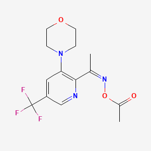 molecular formula C14H16F3N3O3 B2723381 4-[2-[(Acetyloxy)ethanimidoyl]-5-(trifluoromethyl)-3-pyridinyl]morpholine CAS No. 860650-99-3