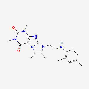 molecular formula C21H26N6O2 B2723410 6-[2-(2,4-二甲基苯胺基)乙基]-2,4,7,8-四甲基嘧啶并[7,8-a]咪唑-1,3-二酮 CAS No. 923128-93-2