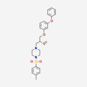 molecular formula C26H30N2O5S B2723415 1-[4-(4-Methylphenyl)sulfonylpiperazin-1-yl]-3-(3-phenoxyphenoxy)propan-2-ol CAS No. 712345-59-0