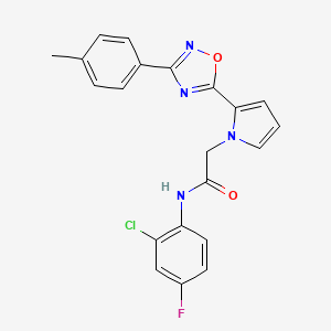 molecular formula C21H16ClFN4O2 B2723416 N-(2-chloro-4-fluorophenyl)-2-{2-[3-(4-methylphenyl)-1,2,4-oxadiazol-5-yl]-1H-pyrrol-1-yl}acetamide CAS No. 1261004-16-3
