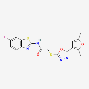 2-((5-(2,5-dimethylfuran-3-yl)-1,3,4-oxadiazol-2-yl)thio)-N-(6-fluorobenzo[d]thiazol-2-yl)acetamide