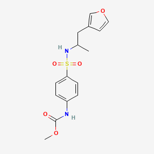 molecular formula C15H18N2O5S B2723434 methyl (4-(N-(1-(furan-3-yl)propan-2-yl)sulfamoyl)phenyl)carbamate CAS No. 1790199-16-4