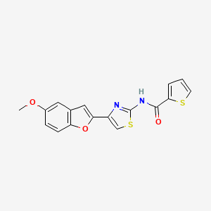 molecular formula C17H12N2O3S2 B2723441 N-(4-(5-methoxybenzofuran-2-yl)thiazol-2-yl)thiophene-2-carboxamide CAS No. 922079-00-3