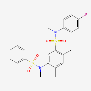 molecular formula C22H23FN2O4S2 B2723446 N-(4-氟苯基)-N,2,4-三甲基-5-(N-甲基苯基磺酰胺基)苯基磺酰胺 CAS No. 900137-17-9