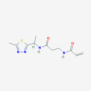 molecular formula C11H16N4O2S B2723483 N-[1-(5-Methyl-1,3,4-thiadiazol-2-yl)ethyl]-3-(prop-2-enoylamino)propanamide CAS No. 2361707-64-2