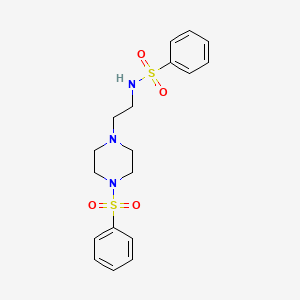 molecular formula C18H23N3O4S2 B2723489 N-{2-[4-(phenylsulfonyl)piperazin-1-yl]ethyl}benzenesulfonamide CAS No. 95866-13-0
