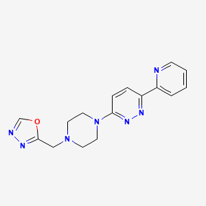 molecular formula C16H17N7O B2723494 2-[[4-(6-Pyridin-2-ylpyridazin-3-yl)piperazin-1-yl]methyl]-1,3,4-oxadiazole CAS No. 2380168-92-1