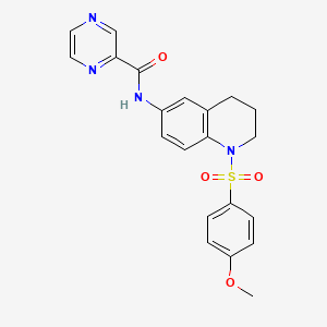 molecular formula C21H20N4O4S B2723502 N-(1-((4-methoxyphenyl)sulfonyl)-1,2,3,4-tetrahydroquinolin-6-yl)pyrazine-2-carboxamide CAS No. 1207021-03-1