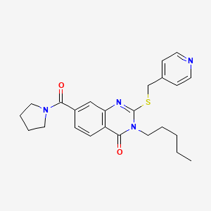 molecular formula C24H28N4O2S B2723515 3-pentyl-2-((pyridin-4-ylmethyl)thio)-7-(pyrrolidine-1-carbonyl)quinazolin-4(3H)-one CAS No. 309749-95-9