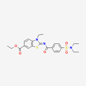 molecular formula C23H27N3O5S2 B2723516 (Z)-ethyl 2-((4-(N,N-diethylsulfamoyl)benzoyl)imino)-3-ethyl-2,3-dihydrobenzo[d]thiazole-6-carboxylate CAS No. 850909-47-6