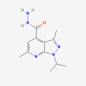 molecular formula C12H17N5O B2723518 1-Isopropyl-3,6-dimethyl-1H-pyrazolo[3,4-b]pyridine-4-carbohydrazide CAS No. 886495-95-0