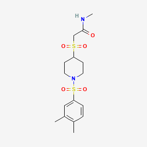 molecular formula C16H24N2O5S2 B2723520 2-((1-((3,4-dimethylphenyl)sulfonyl)piperidin-4-yl)sulfonyl)-N-methylacetamide CAS No. 1448031-41-1