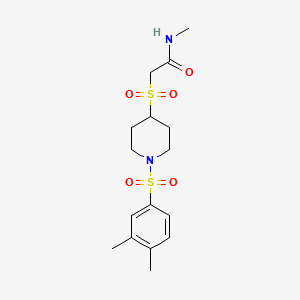 molecular formula C16H24N2O5S2 B2723520 2-((1-((3,4-二甲基苯基)磺酰)哌啶-4-基)磺酰)-N-甲基乙酰胺 CAS No. 1448031-41-1