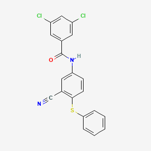 molecular formula C20H12Cl2N2OS B2723521 3,5-dichloro-N-[3-cyano-4-(phenylsulfanyl)phenyl]benzenecarboxamide CAS No. 306980-37-0