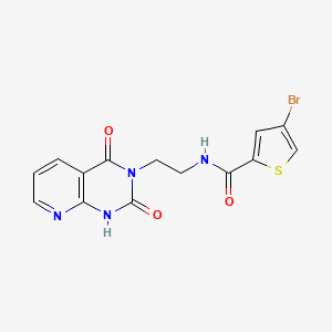 molecular formula C14H11BrN4O3S B2723523 4-溴-N-(2-(2,4-二氧代-1,2-二氢嘧啶并[2,3-d]嘧啶-3(4H)-基)乙基)噻吩-2-甲酰胺 CAS No. 2034322-41-1