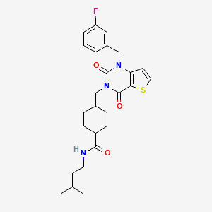 4-((1-(3-fluorobenzyl)-2,4-dioxo-1,2-dihydrothieno[3,2-d]pyrimidin-3(4H)-yl)methyl)-N-isopentylcyclohexanecarboxamide
