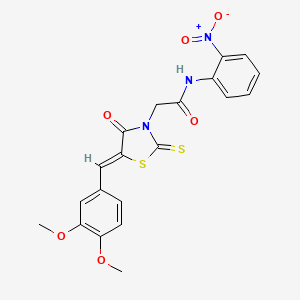 2-[(5Z)-5-[(3,4-dimethoxyphenyl)methylidene]-4-oxo-2-sulfanylidene-1,3-thiazolidin-3-yl]-N-(2-nitrophenyl)acetamide