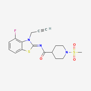 (E)-N-(4-fluoro-3-(prop-2-yn-1-yl)benzo[d]thiazol-2(3H)-ylidene)-1-(methylsulfonyl)piperidine-4-carboxamide