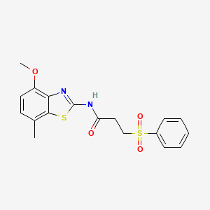 3-(benzenesulfonyl)-N-(4-methoxy-7-methyl-1,3-benzothiazol-2-yl)propanamide