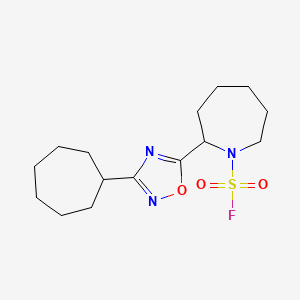 molecular formula C15H24FN3O3S B2723566 2-(3-Cycloheptyl-1,2,4-oxadiazol-5-yl)azepane-1-sulfonyl fluoride CAS No. 2411299-78-8