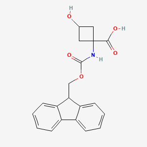 molecular formula C20H19NO5 B2723570 1-((((9H-Fluoren-9-yl)methoxy)carbonyl)amino)-3-hydroxycyclobutane-1-carboxylic acid CAS No. 2137143-57-6