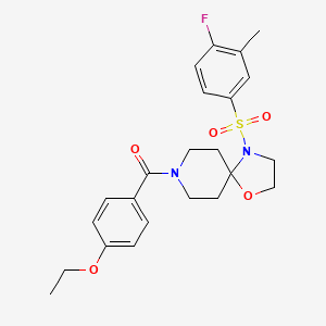molecular formula C23H27FN2O5S B2723582 (4-Ethoxyphenyl)(4-((4-fluoro-3-methylphenyl)sulfonyl)-1-oxa-4,8-diazaspiro[4.5]decan-8-yl)methanone CAS No. 946217-25-0