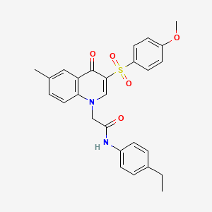 molecular formula C27H26N2O5S B2723583 N-(4-ethylphenyl)-2-[3-(4-methoxyphenyl)sulfonyl-6-methyl-4-oxoquinolin-1-yl]acetamide CAS No. 866813-76-5