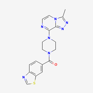 molecular formula C18H17N7OS B2723600 苯并[d]噻唑-6-基(4-(3-甲基-[1,2,4]三唑[4,3-a]吡嗪-8-基)哌嗪-1-基)甲酮 CAS No. 2034376-36-6