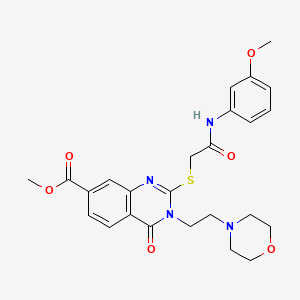 molecular formula C25H28N4O6S B2723603 Methyl 2-[2-(3-methoxyanilino)-2-oxoethyl]sulfanyl-3-(2-morpholin-4-ylethyl)-4-oxoquinazoline-7-carboxylate CAS No. 443350-14-9