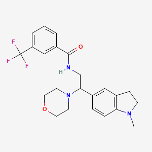 molecular formula C23H26F3N3O2 B2723613 N-(2-(1-methylindolin-5-yl)-2-morpholinoethyl)-3-(trifluoromethyl)benzamide CAS No. 921895-34-3