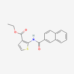 molecular formula C18H15NO3S B2723615 乙酸2-(萘-2-甲酰氨基)噻吩-3-羧酸乙酯 CAS No. 896680-54-9