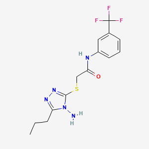 molecular formula C14H16F3N5OS B2723618 2-[(4-amino-5-propyl-4H-1,2,4-triazol-3-yl)sulfanyl]-N-[3-(trifluoromethyl)phenyl]acetamide CAS No. 326003-67-2