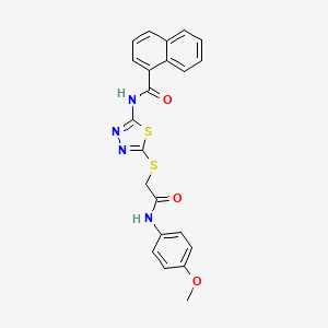 molecular formula C22H18N4O3S2 B2723619 N-(5-((2-((4-methoxyphenyl)amino)-2-oxoethyl)thio)-1,3,4-thiadiazol-2-yl)-1-naphthamide CAS No. 392294-09-6