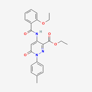 molecular formula C23H23N3O5 B2723626 Ethyl 4-(2-ethoxybenzamido)-6-oxo-1-(p-tolyl)-1,6-dihydropyridazine-3-carboxylate CAS No. 941885-89-8