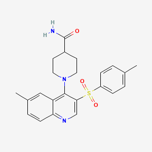 molecular formula C23H25N3O3S B2723640 1-(6-Methyl-3-tosylquinolin-4-yl)piperidine-4-carboxamide CAS No. 902945-30-6