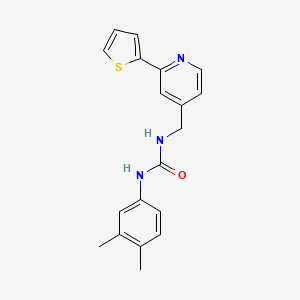 molecular formula C19H19N3OS B2723654 1-(3,4-二甲基苯基)-3-((2-(噻吩-2-基)吡啶-4-基)甲基)脲 CAS No. 2034597-76-5