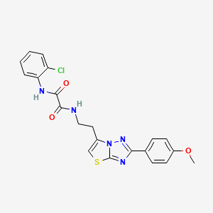 molecular formula C21H18ClN5O3S B2723656 N1-(2-chlorophenyl)-N2-(2-(2-(4-methoxyphenyl)thiazolo[3,2-b][1,2,4]triazol-6-yl)ethyl)oxalamide CAS No. 894032-55-4
