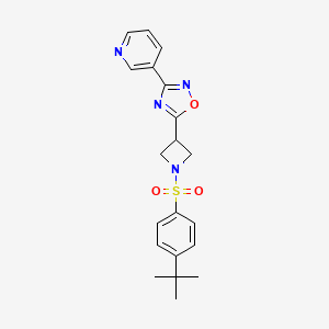 molecular formula C20H22N4O3S B2723659 5-(1-((4-(叔丁基)苯基磺酰)氮代杂环丁烷-3-基)-3-(吡啶-3-基)-1,2,4-噁二唑 CAS No. 1325686-17-6