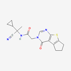 molecular formula C17H18N4O2S B2723669 N-(1-cyano-1-cyclopropylethyl)-2-{12-oxo-7-thia-9,11-diazatricyclo[6.4.0.0^{2,6}]dodeca-1(8),2(6),9-trien-11-yl}acetamide CAS No. 1009492-12-9