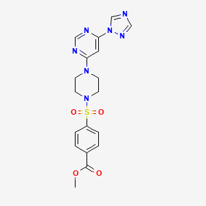 molecular formula C18H19N7O4S B2723671 methyl 4-((4-(6-(1H-1,2,4-triazol-1-yl)pyrimidin-4-yl)piperazin-1-yl)sulfonyl)benzoate CAS No. 1788949-46-1