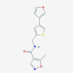 molecular formula C14H12N2O3S B2723681 N-[[4-(Furan-3-yl)thiophen-2-yl]methyl]-5-methyl-1,2-oxazole-4-carboxamide CAS No. 2379977-81-6