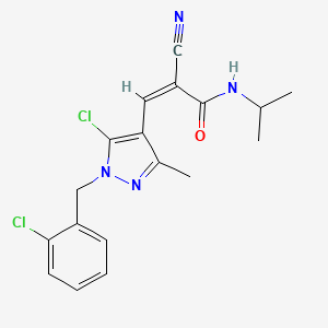 molecular formula C18H18Cl2N4O B2723687 (Z)-3-[5-chloro-1-[(2-chlorophenyl)methyl]-3-methylpyrazol-4-yl]-2-cyano-N-propan-2-ylprop-2-enamide CAS No. 1147365-83-0
