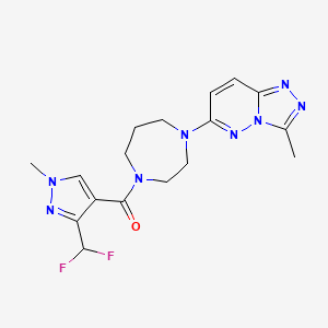 molecular formula C17H20F2N8O B2723689 [3-(Difluoromethyl)-1-methylpyrazol-4-yl]-[4-(3-methyl-[1,2,4]triazolo[4,3-b]pyridazin-6-yl)-1,4-diazepan-1-yl]methanone CAS No. 2310098-34-9